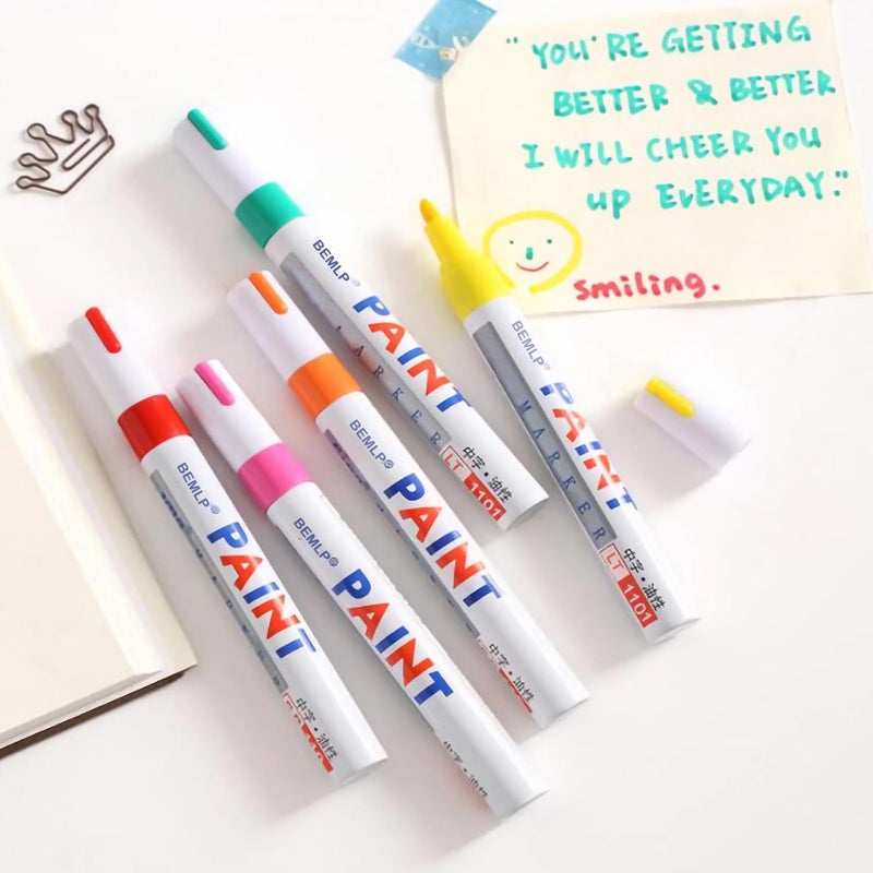BEMLP Permanent Marker Pen Colorful Waterproof Metal Oilly Fill Paint For School DIY Tyre Tire Tread CD Metal Paint Markers Tire pen 12 Colors for Scuba gear - Image 5